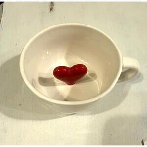 Threshold Stoneware Mug White w/Red Heart Inside Love Valentines Coffee Tea